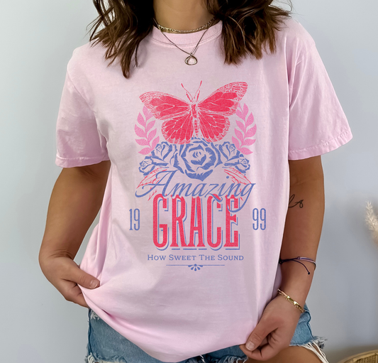Amazing Grace How Sweet The Sound Pink - DTF Transfer