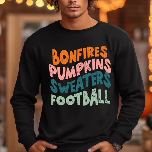 Bonfires Pumpkins Sweaters Football - DTF Transfer