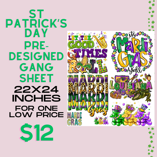 Mardi Gras - Pre Designed Gang Sheet