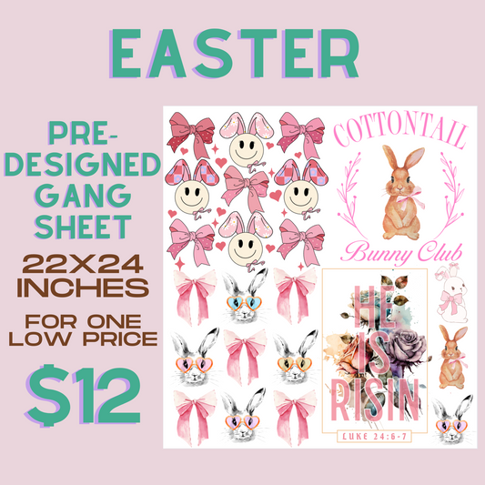 Coquette vibes Easter - Pre Designed Gang Sheet