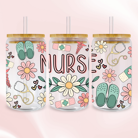 Floral Nurse Wrap - UV DTF Sticker