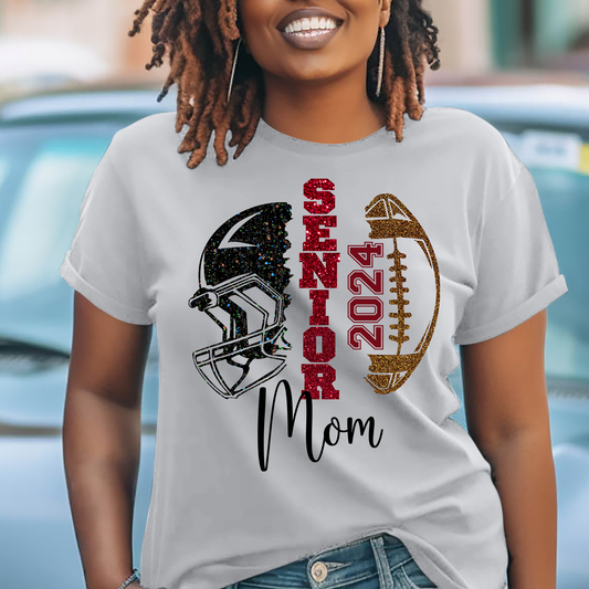 Black, Red, and Gold Glitter Football Mom - DTF Transfer