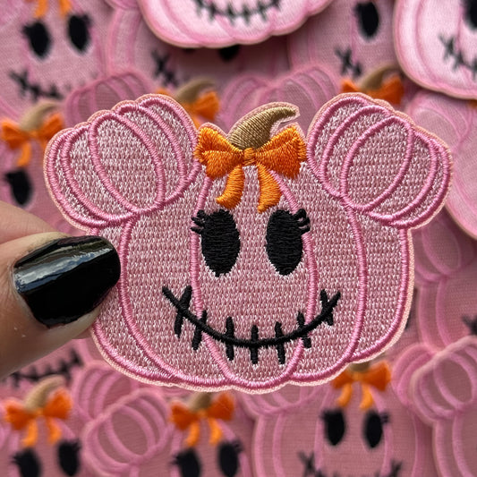 Minnie Pumpkin Head - Embroidered Patch