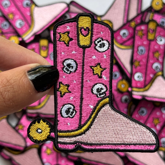 Cowboy Skeleton Boots - Embroidered Patch