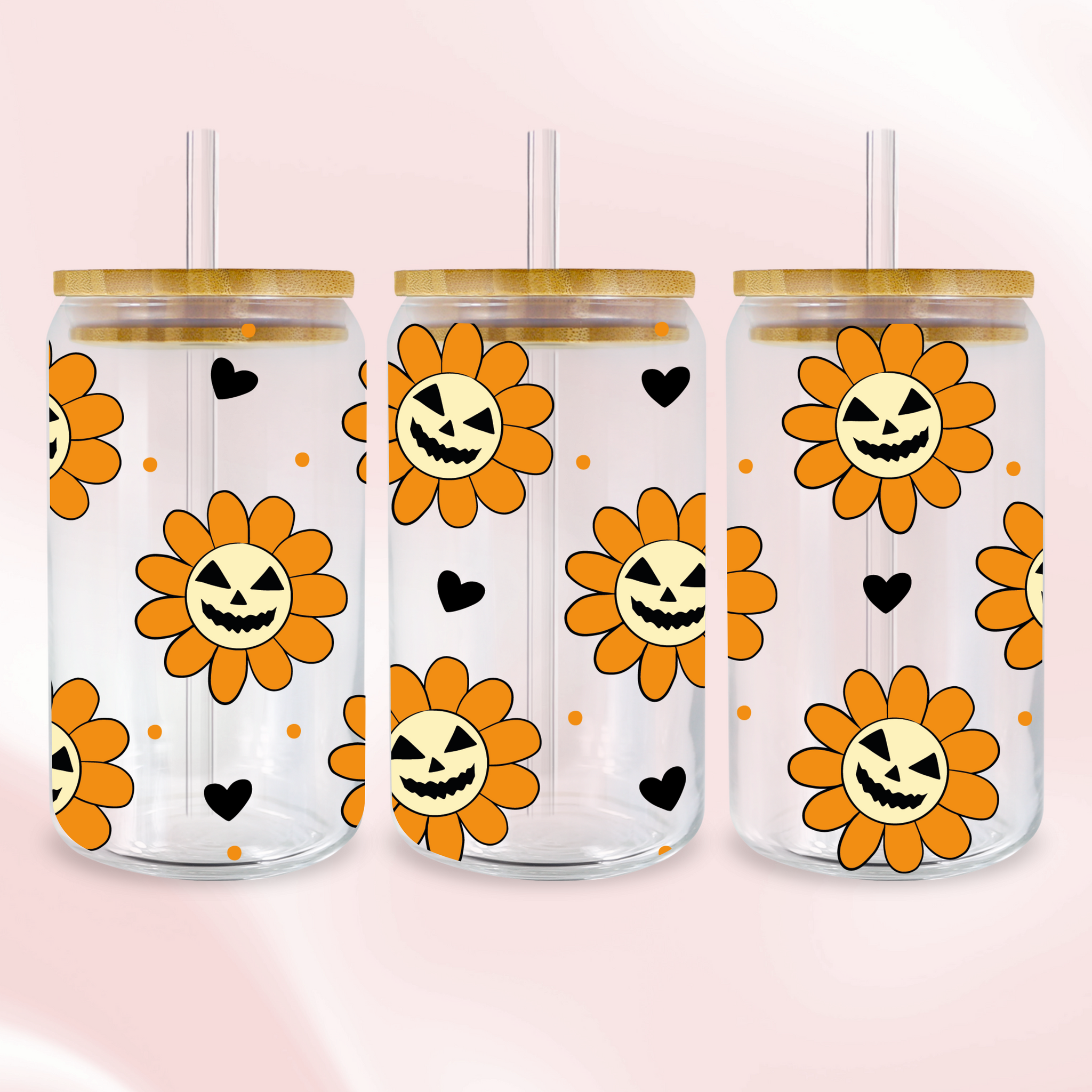 Jack O Lantern Flowers Wrap - UV DTF Sticker