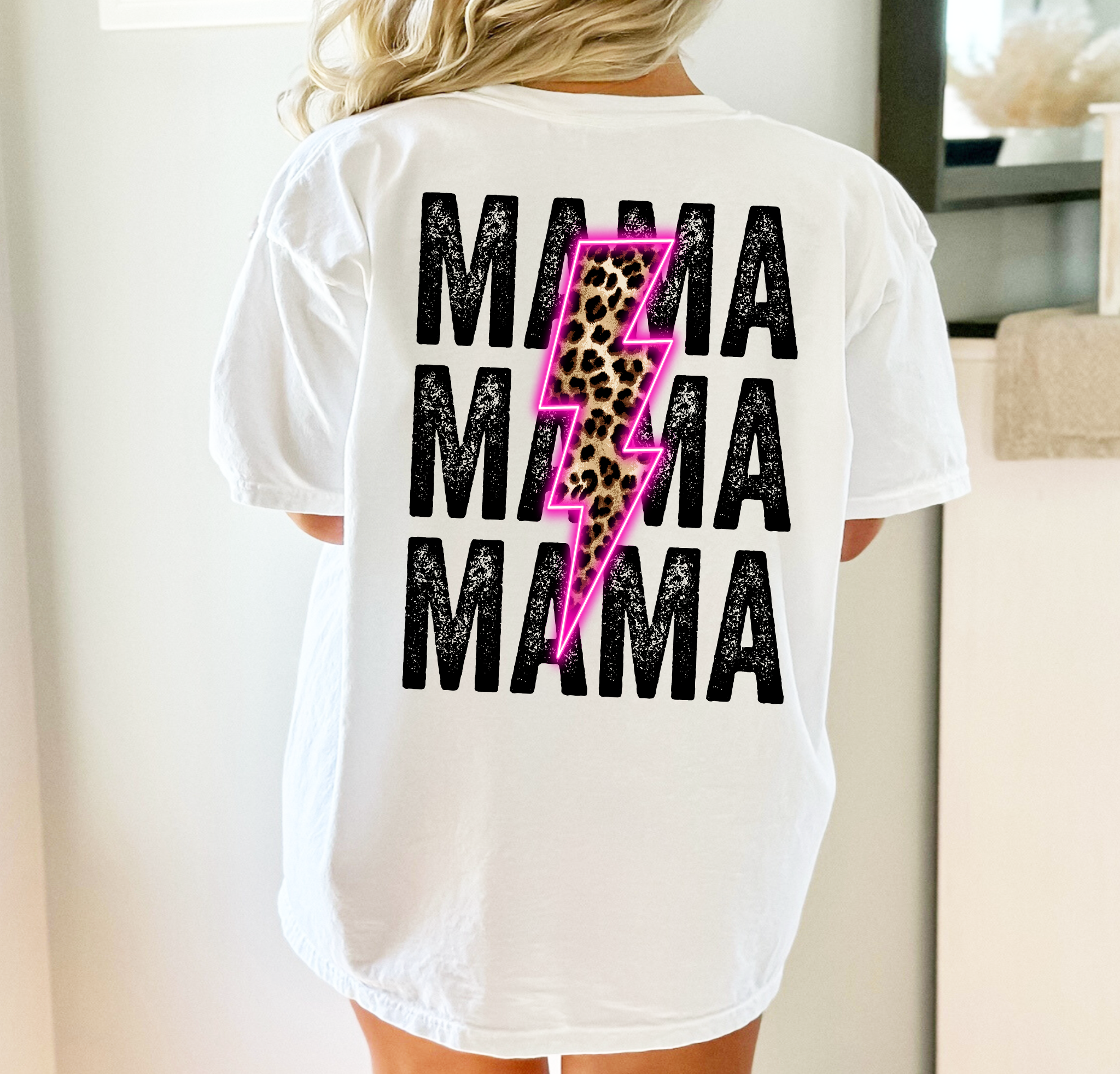 Mama Neon Leopard Bolt - DTF Transfer