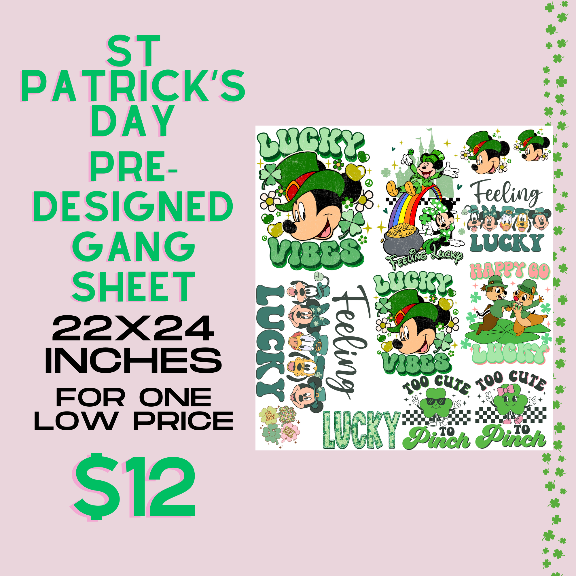 Magical St Patrick's Day Friends - Pre Designed Gang Sheet