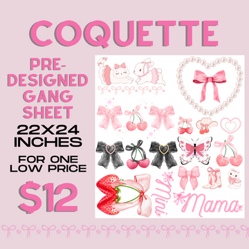 Coquette Hearts & Bows - Pre Designed Gang Sheet