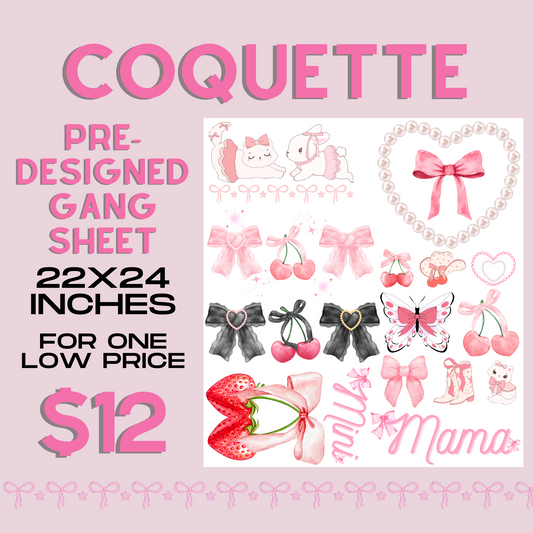 Coquette Hearts & Bows - Pre Designed Gang Sheet