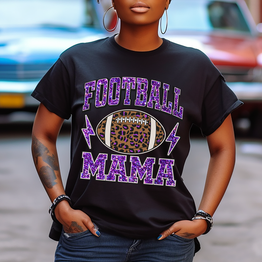 Purple Glitter Football Mama - DTF Transfer