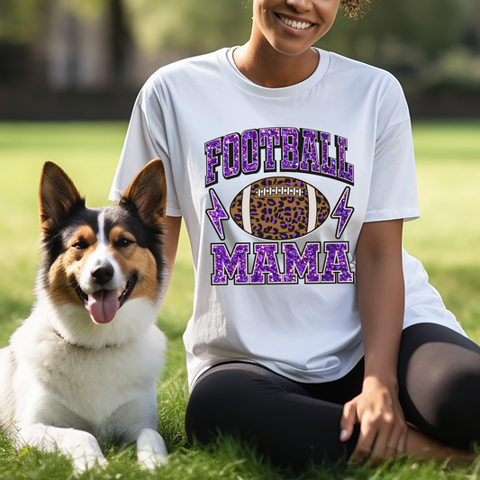 Purple Glitter Football Mama - DTF Transfer