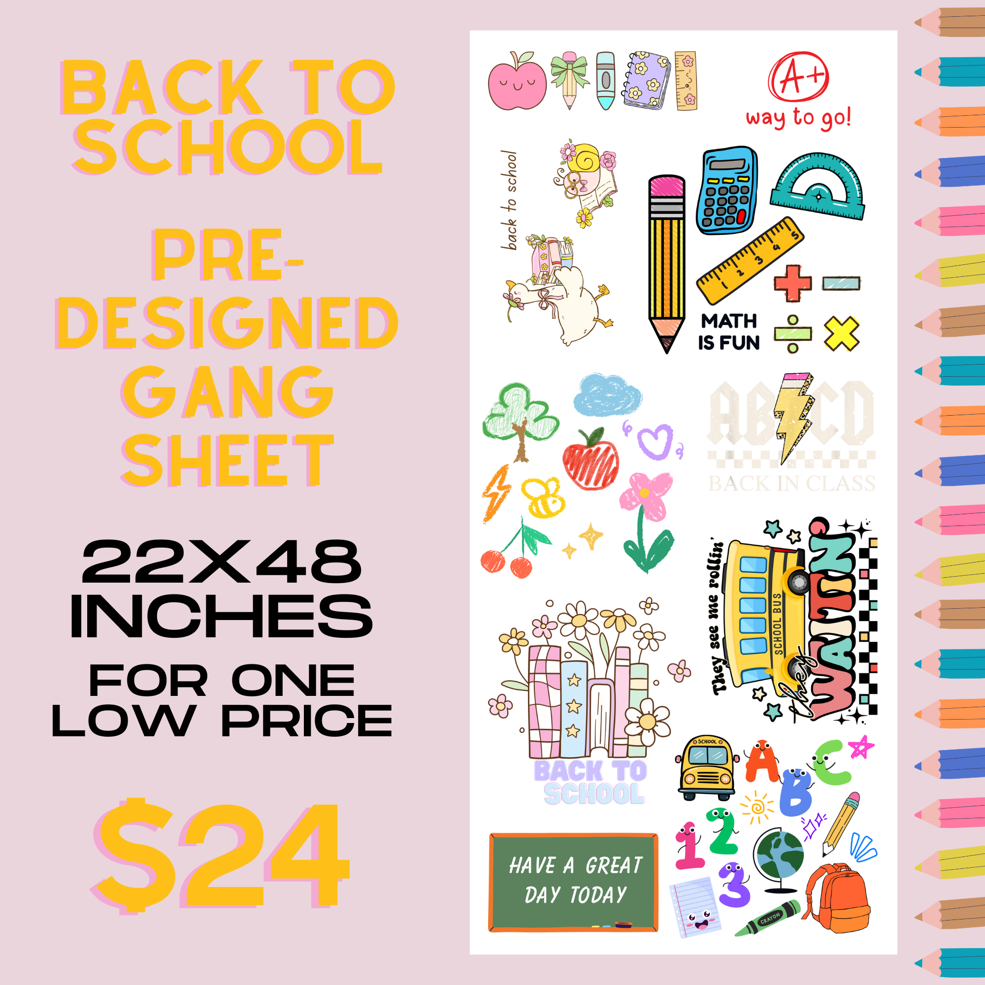 School Days - Pre Designed Gang Sheet