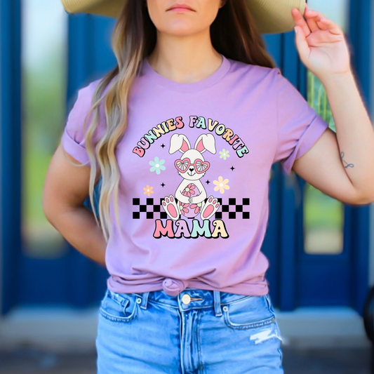 Bunnies Favorite Mama Groovy Colorful - DTF Transfer