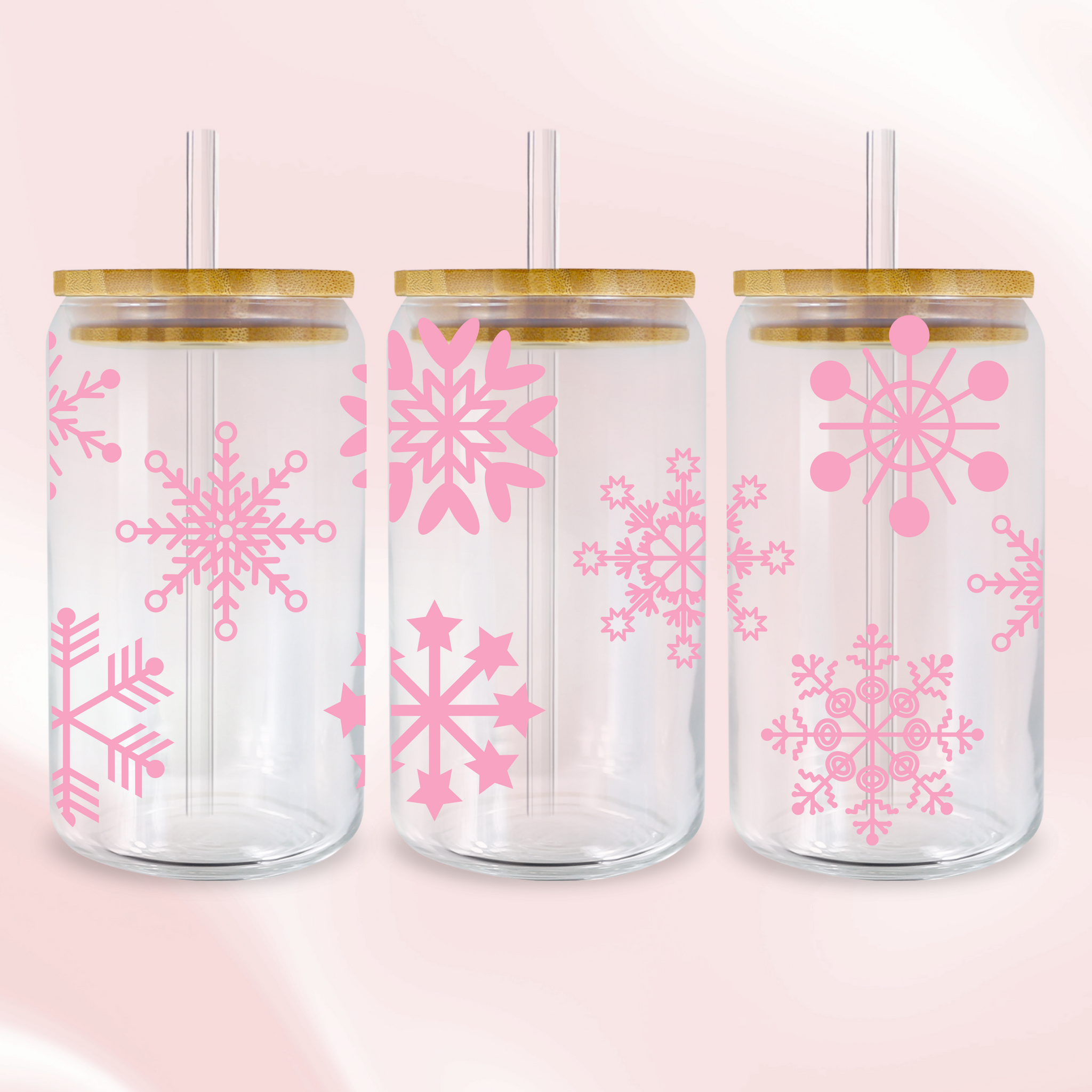 Pink Snowflakes - UV DTF wrap