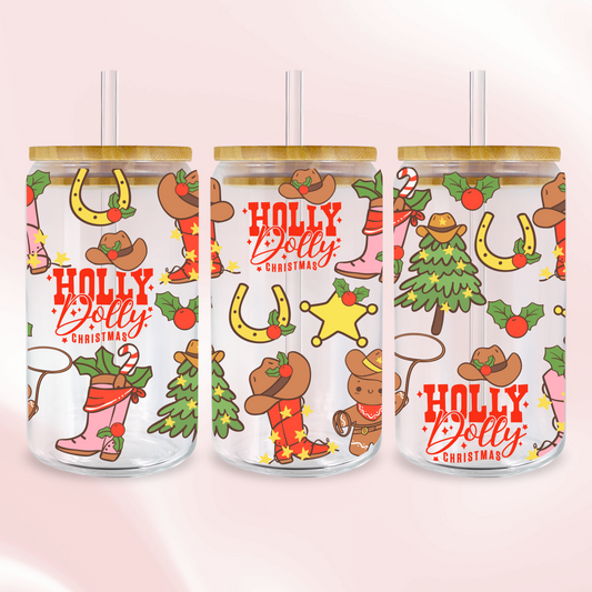 Holly Dolly Cowgirl Christmas - UV DTF wrap