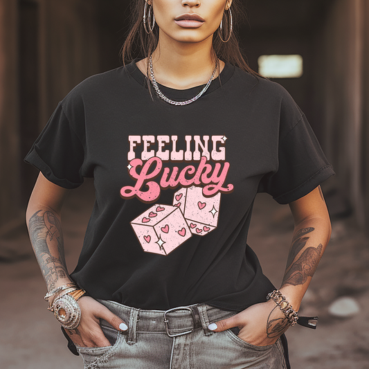 Feeling Lucky Pink Dice - DTF Transfer