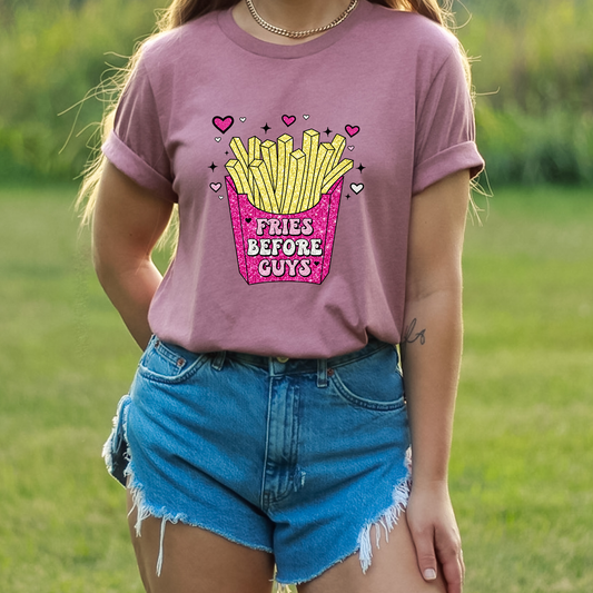 Fries Before Guys Hot Pink Glitter - DTF Transfer