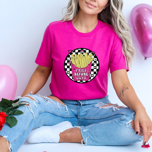 Fries Before Guys Checker Print Glitter - DTF Transfer