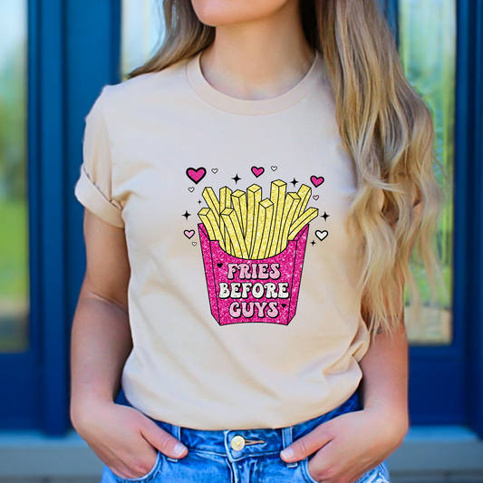 Fries Before Guys Hot Pink Glitter - DTF Transfer