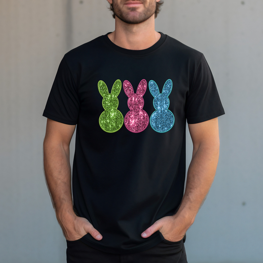 Glitter Multi Colored Easter Bunnies - DTF Transfer