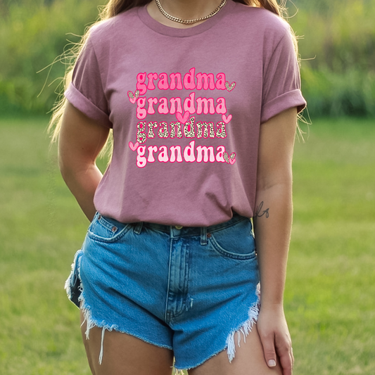 Grandma Pink Cheetah Hearts - DTF Transfer