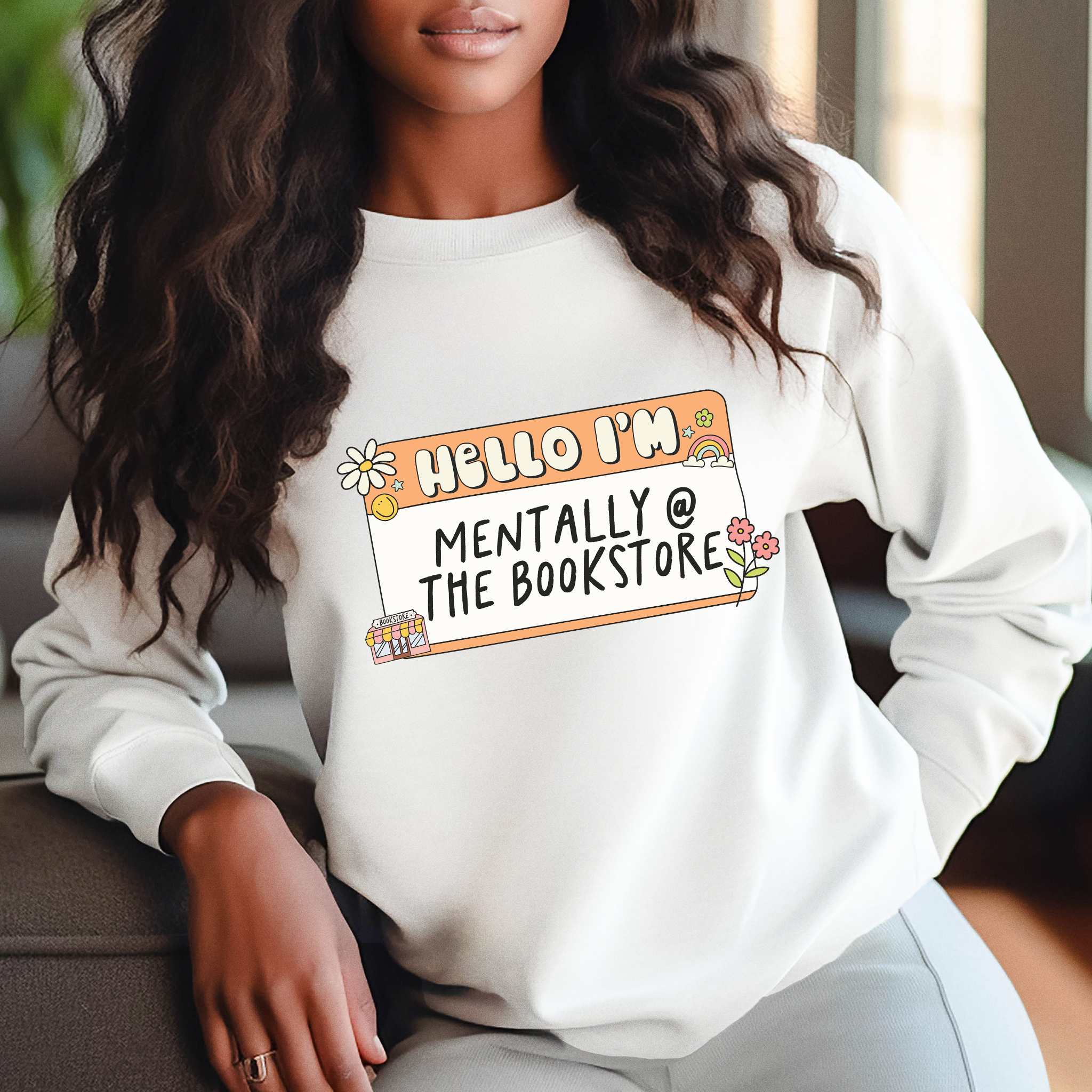 Hello Mentally At The Bookstore Orange - DTF Transfer