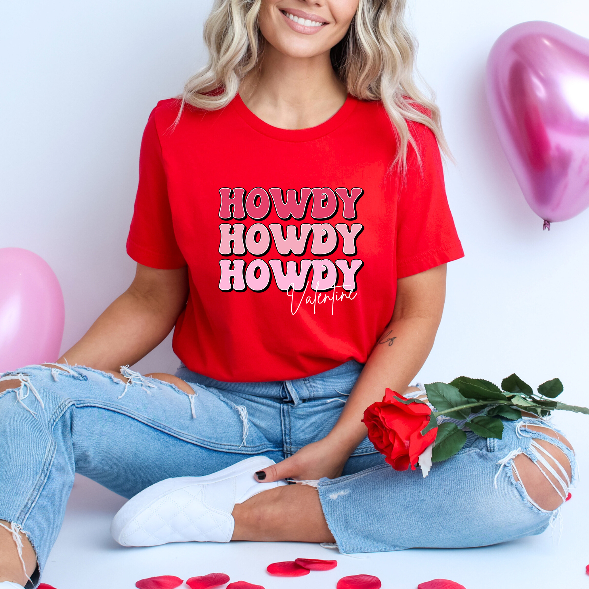 Howdy Valentine Pink And White - DTF Transfer