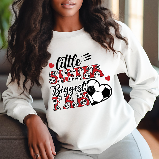 Little Sister Biggest Fan Soccer Red - DTF Transfer