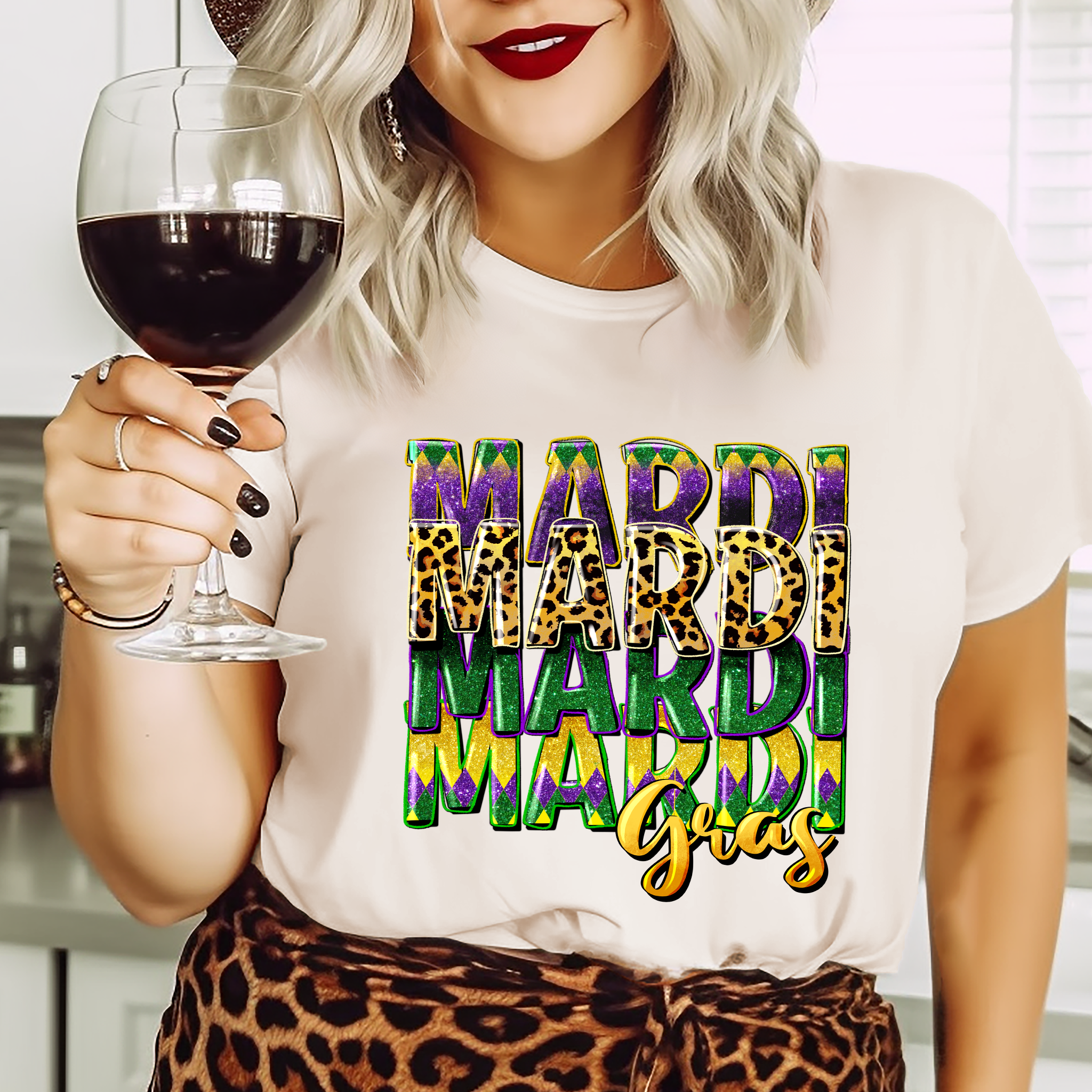 Mardi Gras Cheetah Print - DTF Transfer