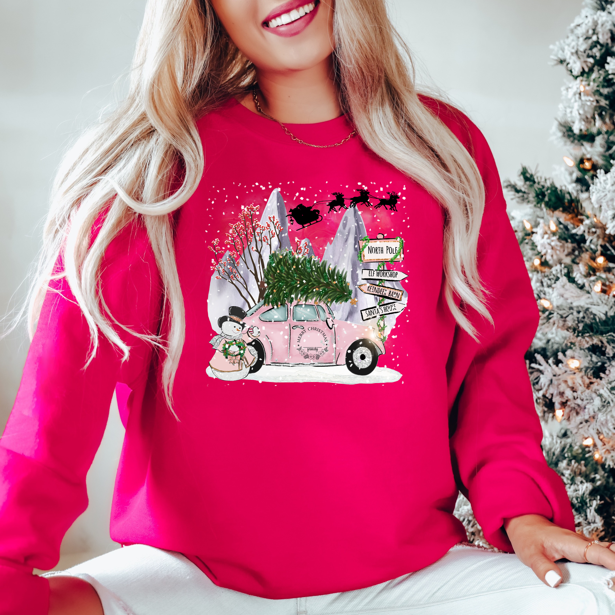 Pink Christmas Buggy - DTF Transfer