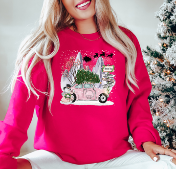 Pink Christmas Buggy - DTF Transfer