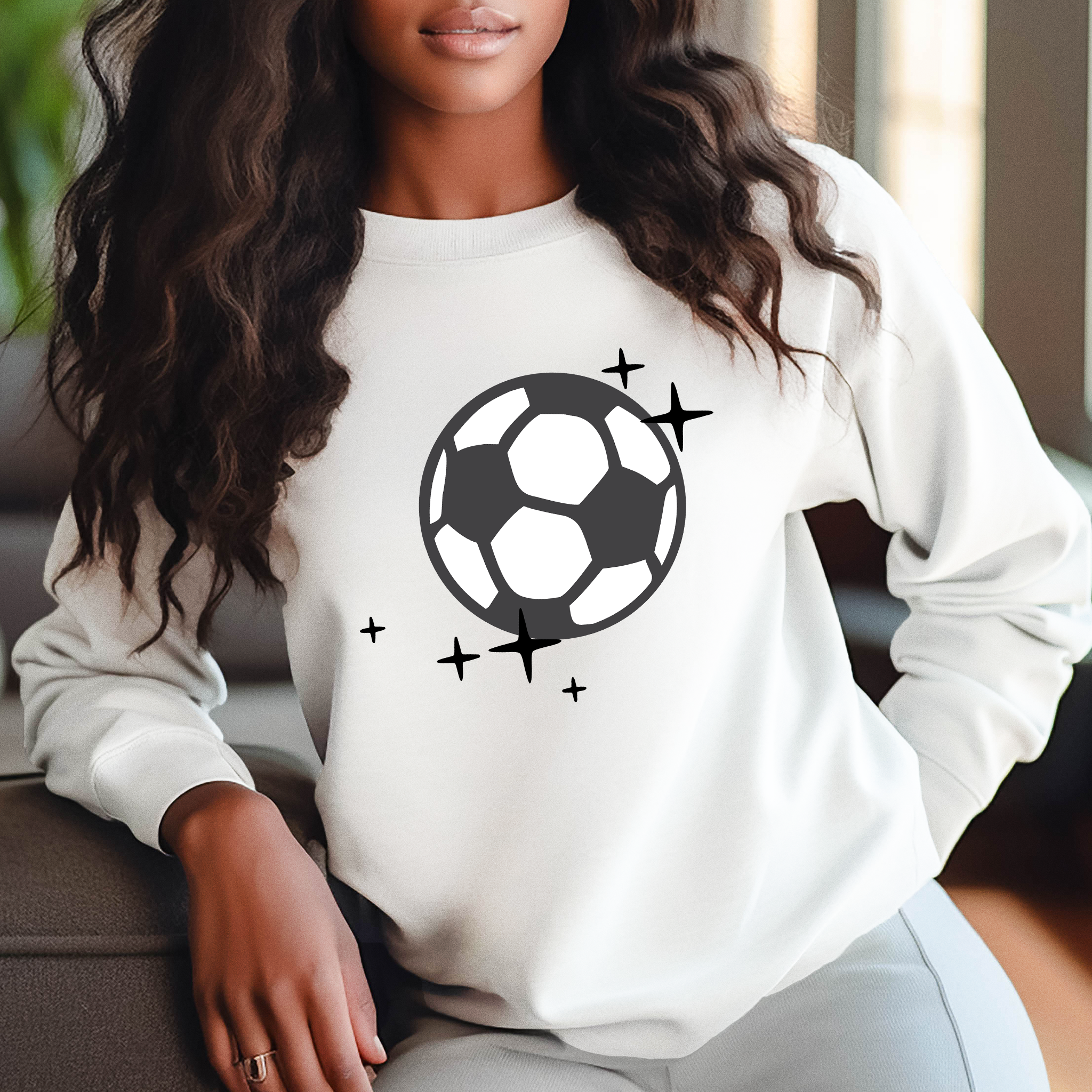 Soccer Ball With Sparkles Gray And Black - DTF Transfer