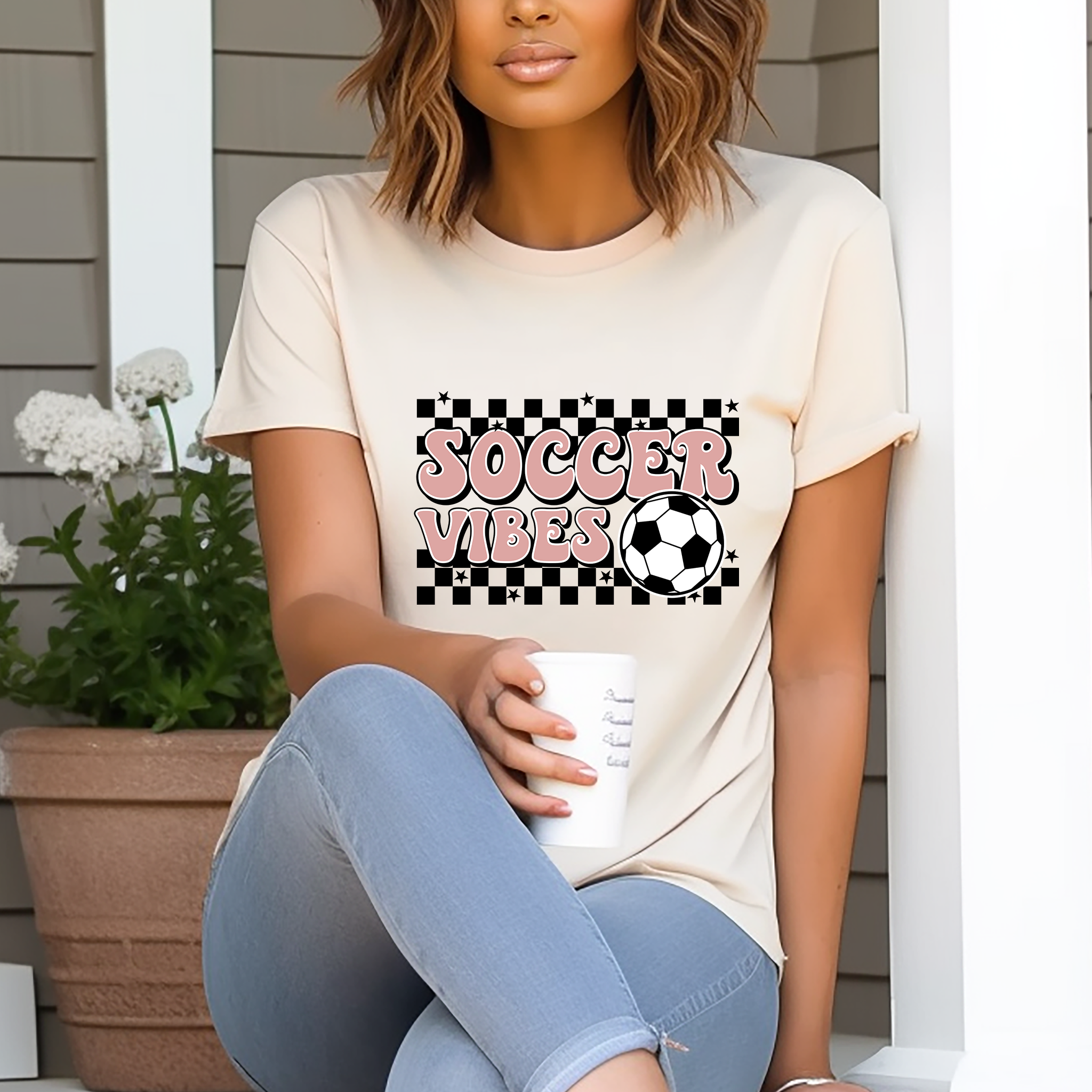 Soccer Vibes Pink Checker - DTF Transfer