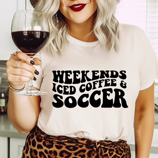 Weekend Iced Coffee And Soccer Black - DTF Transfer