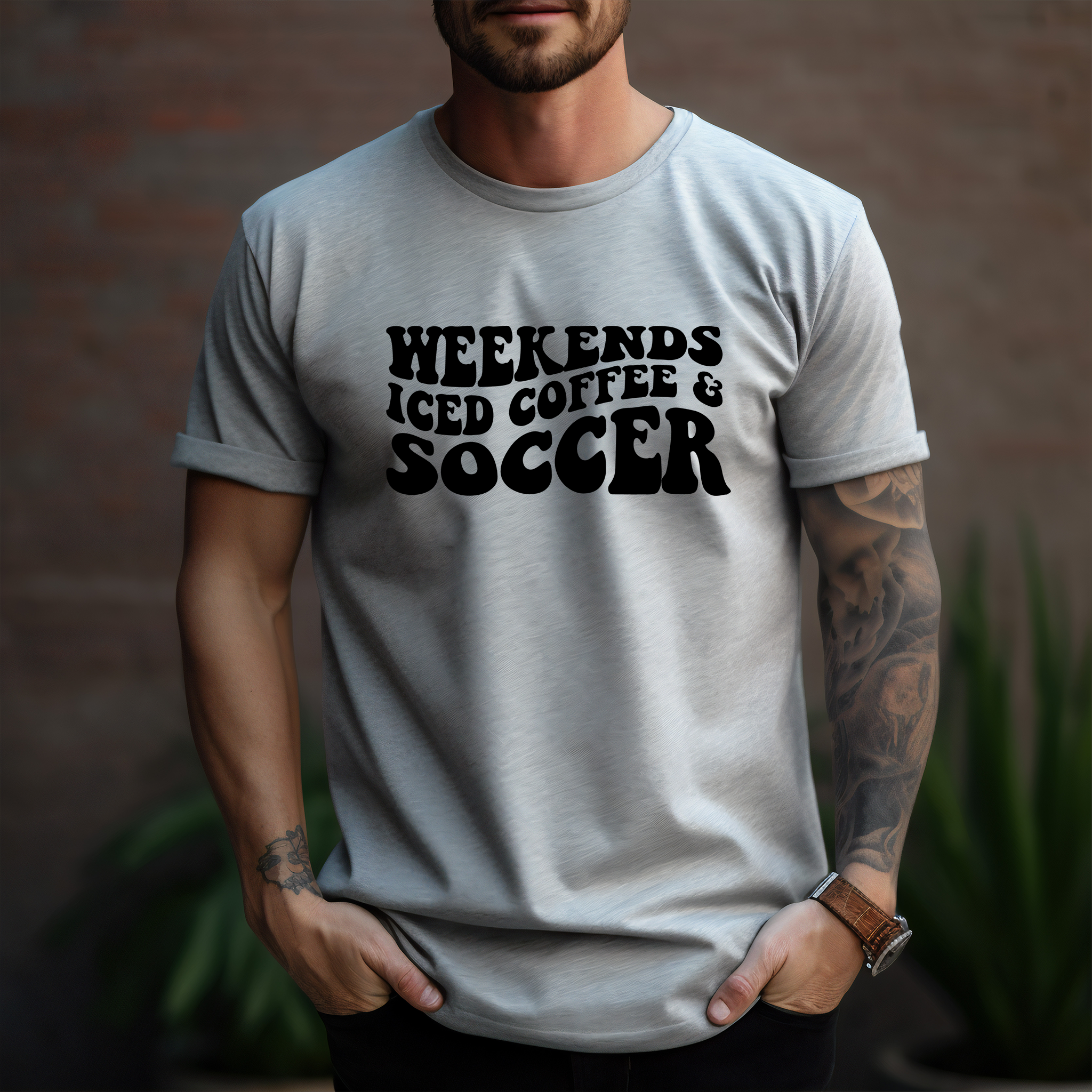 Weekend Iced Coffee And Soccer Black - DTF Transfer