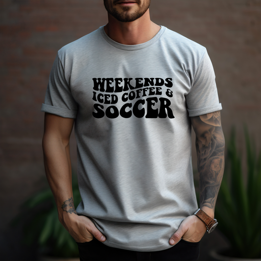 Weekend Iced Coffee And Soccer Black - DTF Transfer